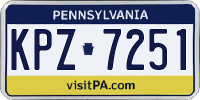 PA license plate KPZ7251