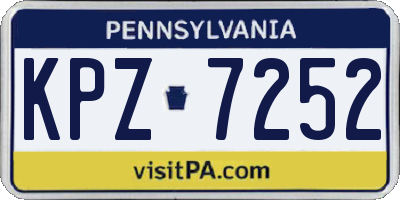 PA license plate KPZ7252