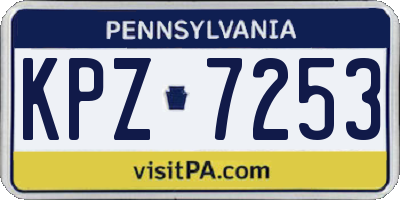 PA license plate KPZ7253