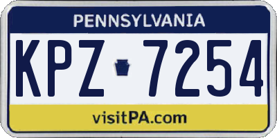 PA license plate KPZ7254