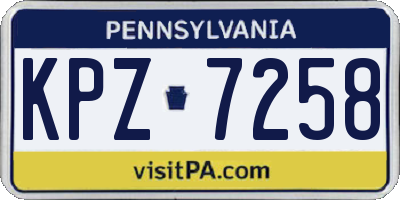 PA license plate KPZ7258