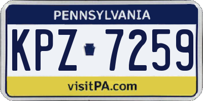 PA license plate KPZ7259