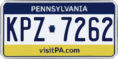 PA license plate KPZ7262