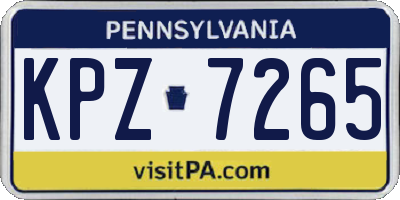 PA license plate KPZ7265