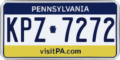 PA license plate KPZ7272