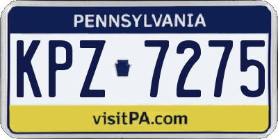 PA license plate KPZ7275