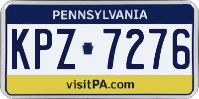 PA license plate KPZ7276