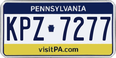 PA license plate KPZ7277