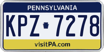 PA license plate KPZ7278