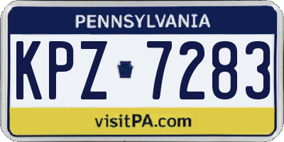 PA license plate KPZ7283