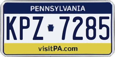 PA license plate KPZ7285