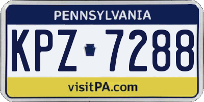 PA license plate KPZ7288