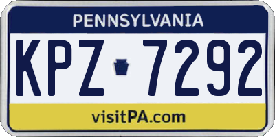 PA license plate KPZ7292