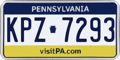 PA license plate KPZ7293