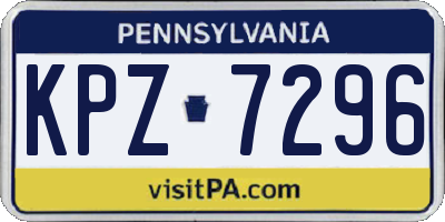 PA license plate KPZ7296