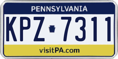 PA license plate KPZ7311