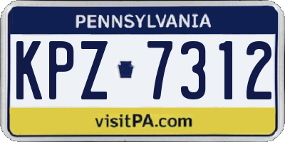 PA license plate KPZ7312