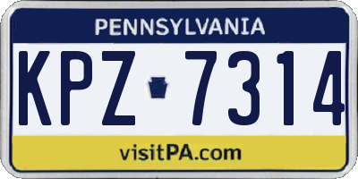 PA license plate KPZ7314
