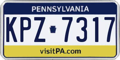 PA license plate KPZ7317