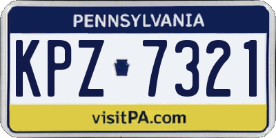 PA license plate KPZ7321