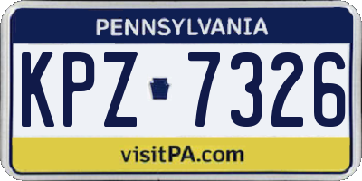 PA license plate KPZ7326