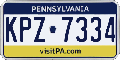 PA license plate KPZ7334
