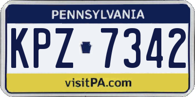 PA license plate KPZ7342