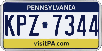 PA license plate KPZ7344