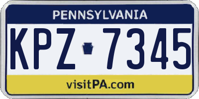 PA license plate KPZ7345