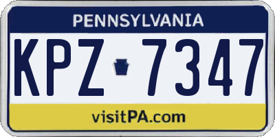 PA license plate KPZ7347