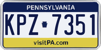 PA license plate KPZ7351