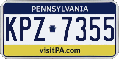 PA license plate KPZ7355