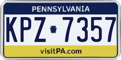 PA license plate KPZ7357