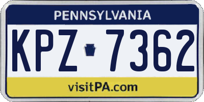 PA license plate KPZ7362