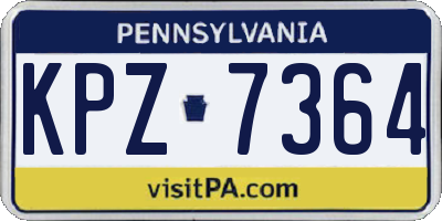 PA license plate KPZ7364