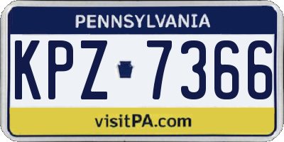 PA license plate KPZ7366