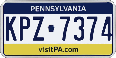 PA license plate KPZ7374