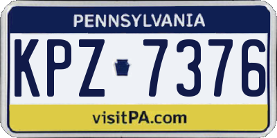 PA license plate KPZ7376