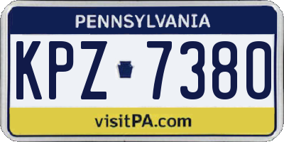 PA license plate KPZ7380