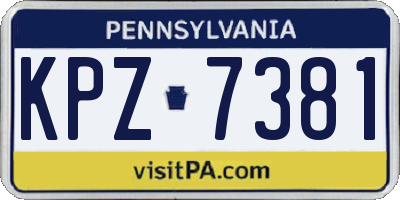 PA license plate KPZ7381