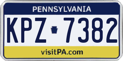 PA license plate KPZ7382