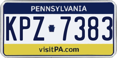 PA license plate KPZ7383