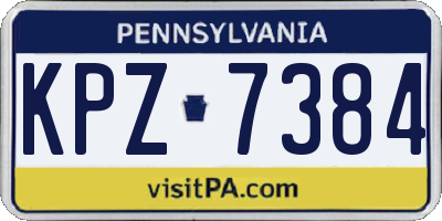PA license plate KPZ7384