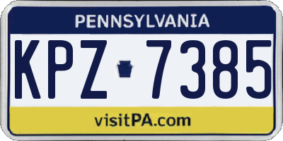 PA license plate KPZ7385