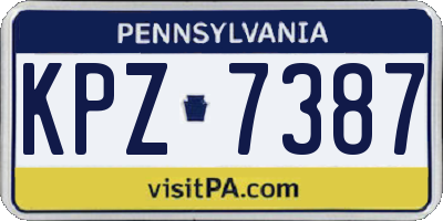 PA license plate KPZ7387
