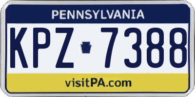 PA license plate KPZ7388