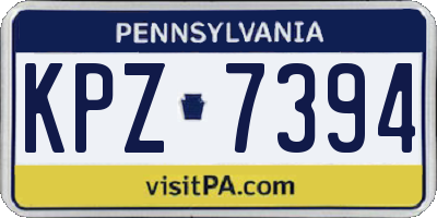 PA license plate KPZ7394