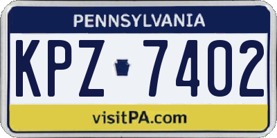 PA license plate KPZ7402