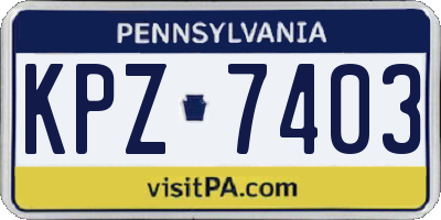 PA license plate KPZ7403