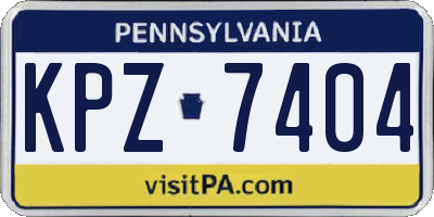 PA license plate KPZ7404